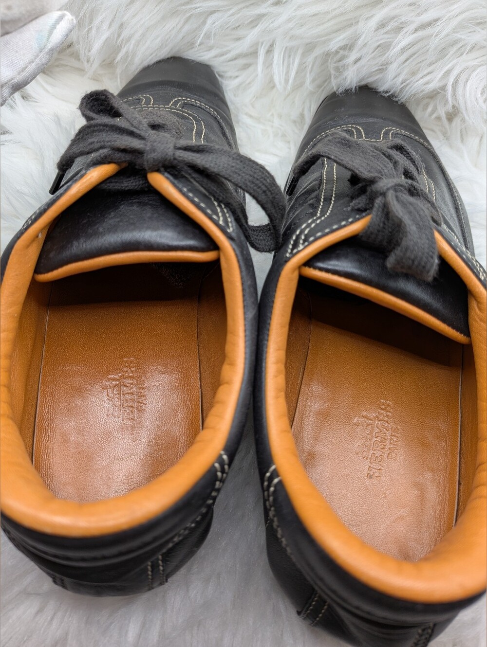 Hermès Men's Black Leather Sneakers – EU 38.5 – 5.5-6US Made in Italy - Picture 6 of 11